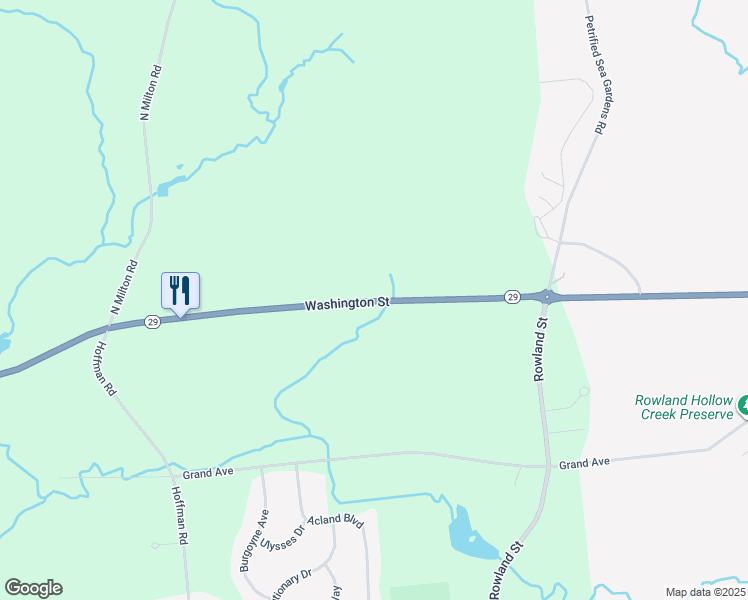 map of restaurants, bars, coffee shops, grocery stores, and more near 447 Washington Street in Saratoga Springs