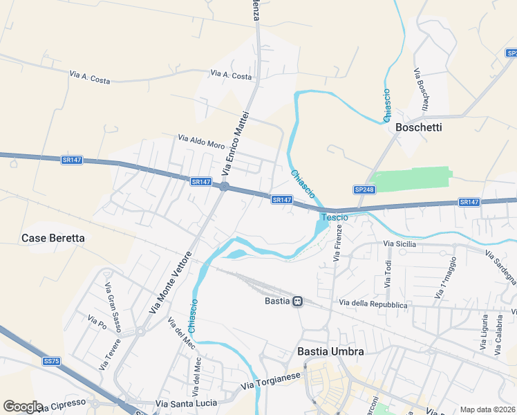 map of restaurants, bars, coffee shops, grocery stores, and more near 97 Via Bastiola in Bastia Umbra