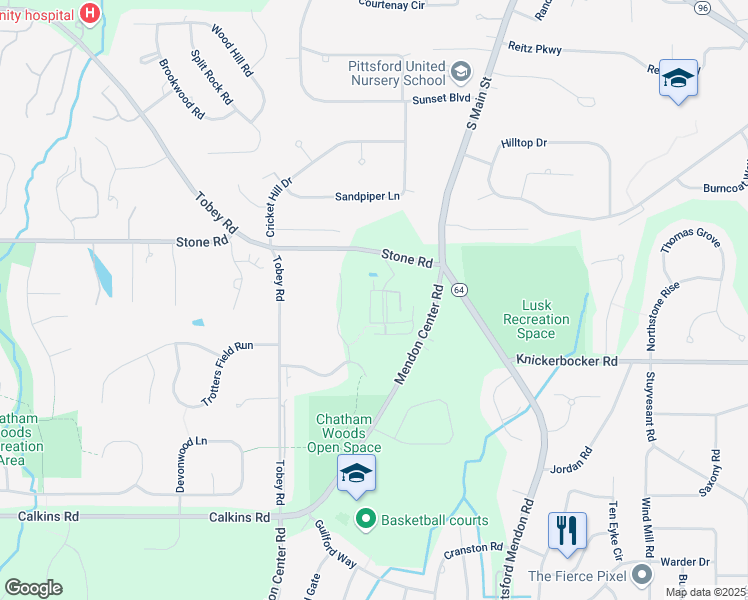 map of restaurants, bars, coffee shops, grocery stores, and more near 8 Founders Green in Pittsford