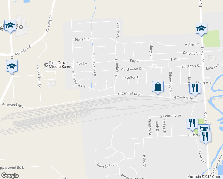 map of restaurants, bars, coffee shops, grocery stores, and more near 52 Windebank Ln in Minoa