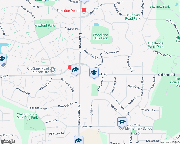 map of restaurants, bars, coffee shops, grocery stores, and more near 6928 Old Sauk Court in Madison