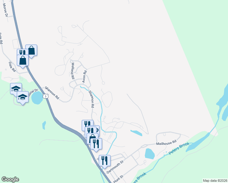 map of restaurants, bars, coffee shops, grocery stores, and more near 16 Trent Road in Hooksett