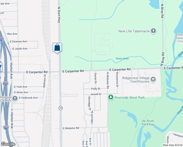 map of restaurants, bars, coffee shops, grocery stores, and more near 7022 Cecil Drive in Flint