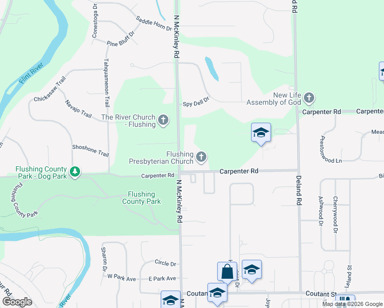 map of restaurants, bars, coffee shops, grocery stores, and more near 5044 North McKinley Road in Flushing