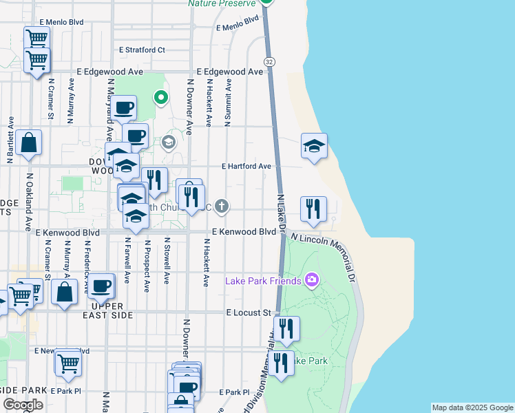 map of restaurants, bars, coffee shops, grocery stores, and more near 3005 East Hampshire Street in Milwaukee