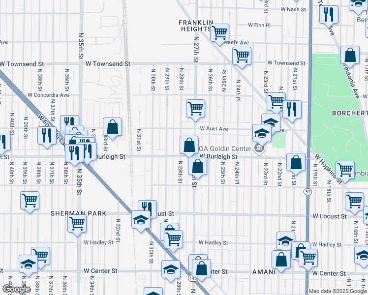 map of restaurants, bars, coffee shops, grocery stores, and more near in Milwaukee