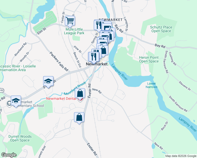 map of restaurants, bars, coffee shops, grocery stores, and more near 6 Mount Pleasant Street in Newmarket