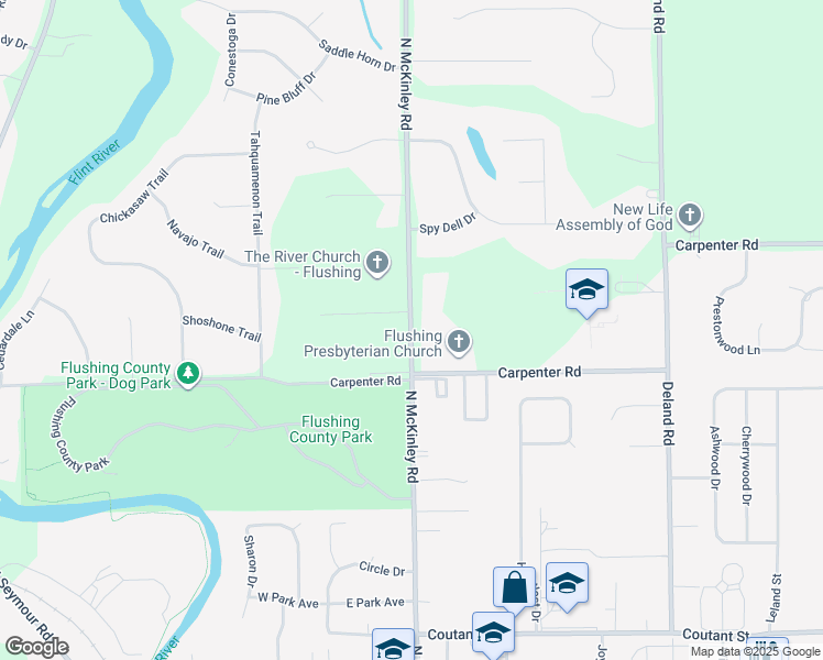 map of restaurants, bars, coffee shops, grocery stores, and more near 5027-5057 North McKinley Road in Flushing