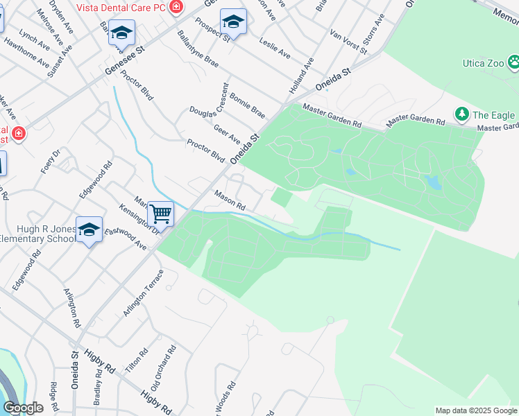 map of restaurants, bars, coffee shops, grocery stores, and more near 250 Hillcrest Manor Court in Utica