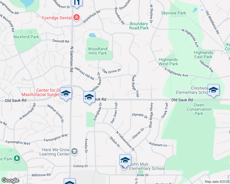 map of restaurants, bars, coffee shops, grocery stores, and more near 6614 Old Sauk Road in Madison