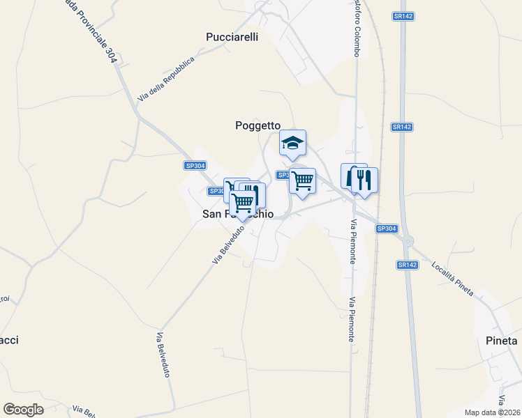 map of restaurants, bars, coffee shops, grocery stores, and more near 73 Via del Giglio in San Fatucchio