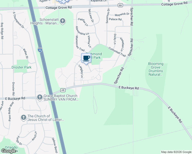 map of restaurants, bars, coffee shops, grocery stores, and more near 6145 Dell Drive in Madison