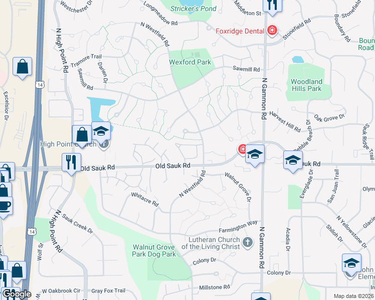 map of restaurants, bars, coffee shops, grocery stores, and more near 710 Saukdale Way in Madison