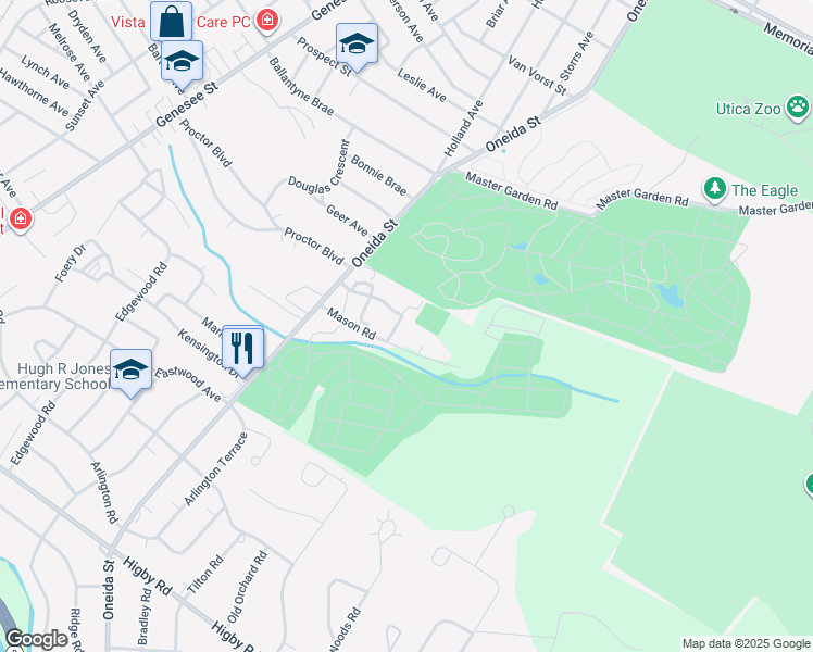 map of restaurants, bars, coffee shops, grocery stores, and more near 250 Hillcrest Manor Court in Utica