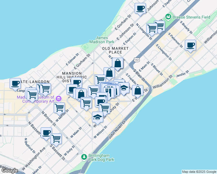 map of restaurants, bars, coffee shops, grocery stores, and more near in 