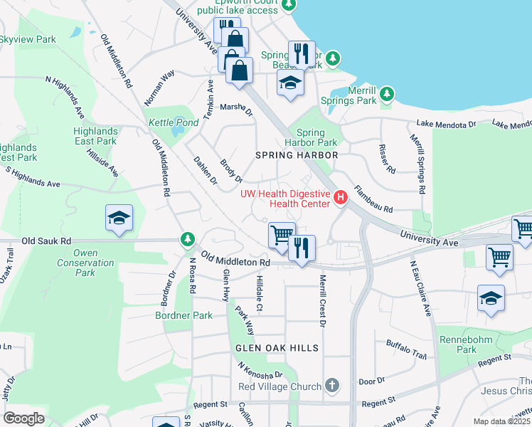 map of restaurants, bars, coffee shops, grocery stores, and more near 66 Craig Avenue in Madison