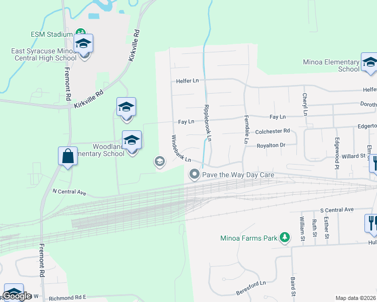 map of restaurants, bars, coffee shops, grocery stores, and more near 111 Cottage Grove Drive in Minoa