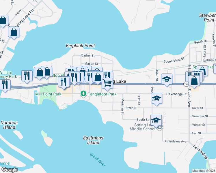 map of restaurants, bars, coffee shops, grocery stores, and more near in Spring Lake