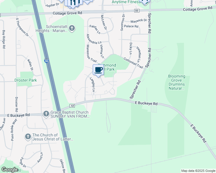 map of restaurants, bars, coffee shops, grocery stores, and more near 6136 Culpepper Lane in Madison