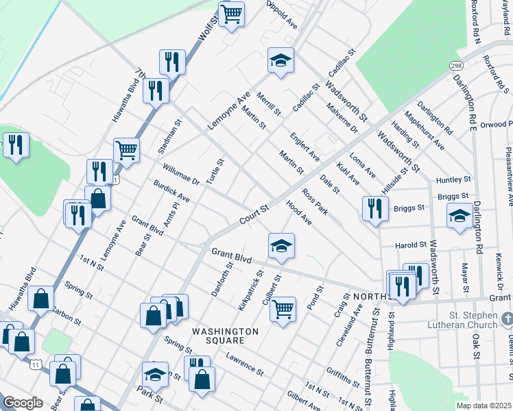 map of restaurants, bars, coffee shops, grocery stores, and more near 116 Fordland Avenue in Syracuse