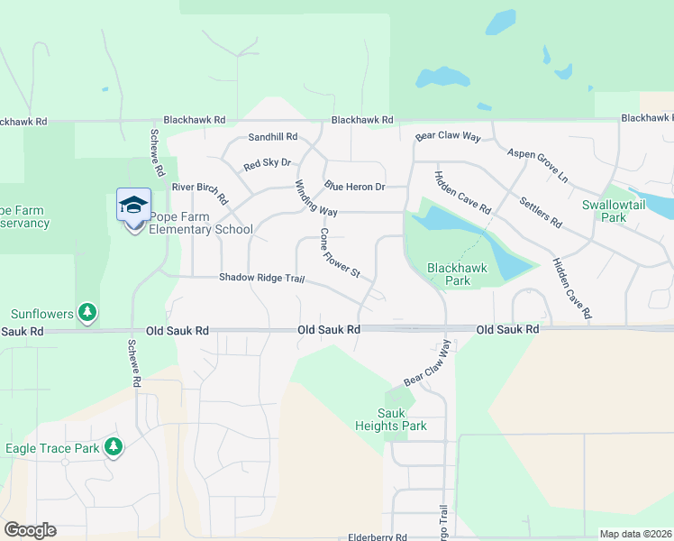 map of restaurants, bars, coffee shops, grocery stores, and more near 738 Cone Flower Street in Middleton