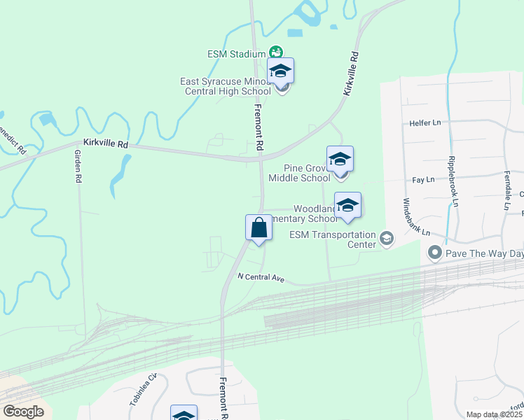 map of restaurants, bars, coffee shops, grocery stores, and more near 6318 Fremont Road in East Syracuse