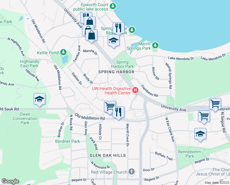 map of restaurants, bars, coffee shops, grocery stores, and more near 93 Craig Avenue in Madison