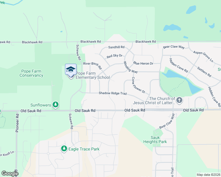 map of restaurants, bars, coffee shops, grocery stores, and more near 805 Big Stone Trail in Middleton