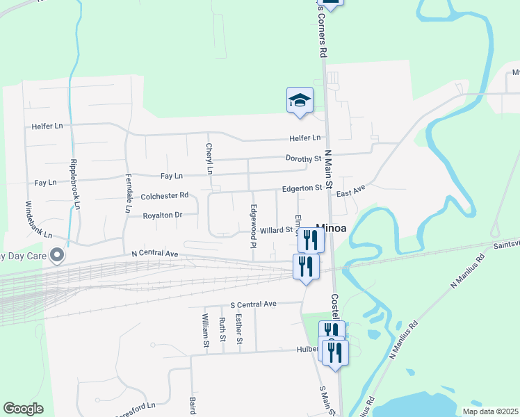 map of restaurants, bars, coffee shops, grocery stores, and more near 232 Edgewood Pl in Minoa