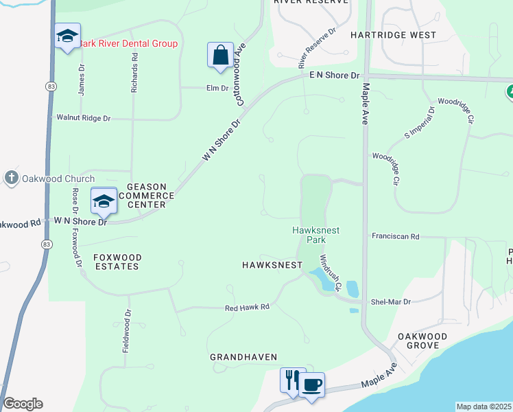 map of restaurants, bars, coffee shops, grocery stores, and more near W303N3173 Timber Hill Court in Pewaukee