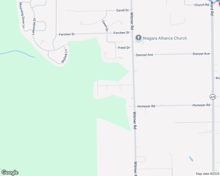 map of restaurants, bars, coffee shops, grocery stores, and more near 7153 Blue Heron Court in Niagara Falls