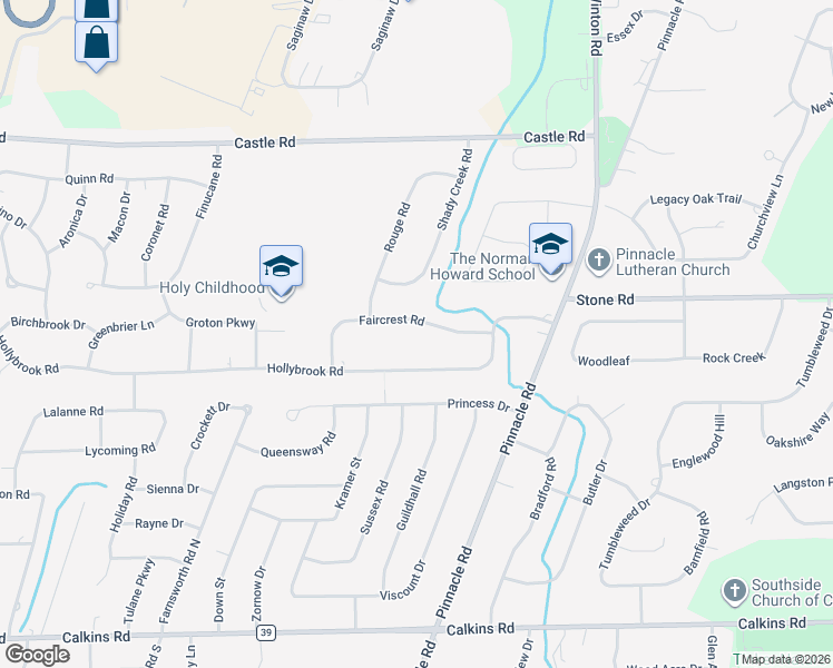 map of restaurants, bars, coffee shops, grocery stores, and more near 119 Faircrest Rd in Rochester