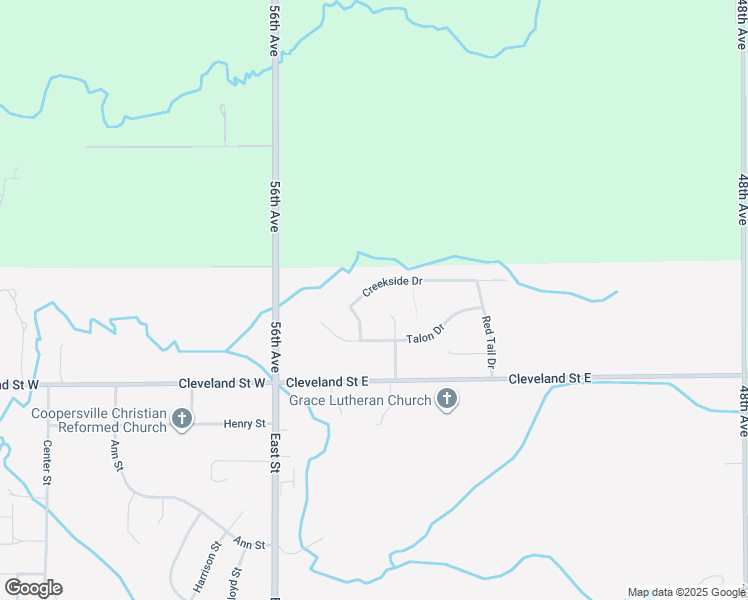 map of restaurants, bars, coffee shops, grocery stores, and more near 148 Creekside Drive in Coopersville