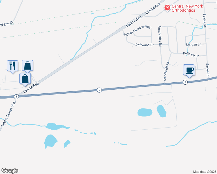 map of restaurants, bars, coffee shops, grocery stores, and more near 1224 Genesee Street in Oneida