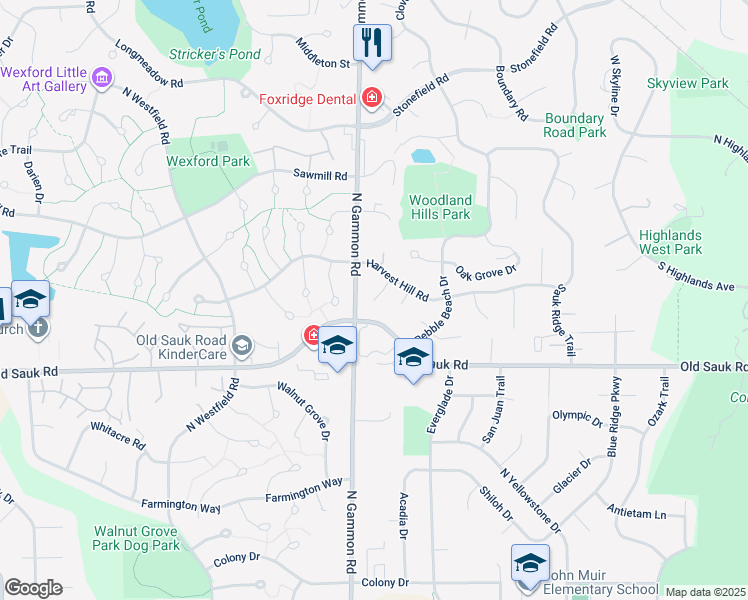 map of restaurants, bars, coffee shops, grocery stores, and more near 23 Firestone Ct in Madison