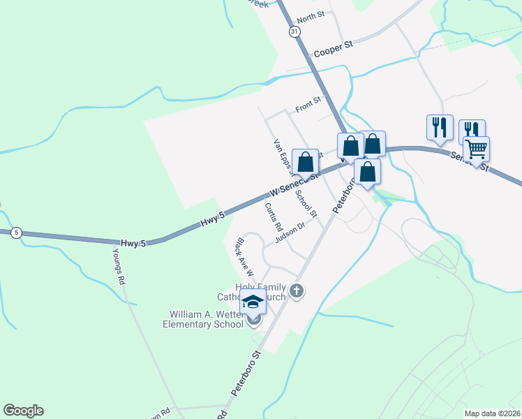 map of restaurants, bars, coffee shops, grocery stores, and more near 1 Curtis Road in Vernon