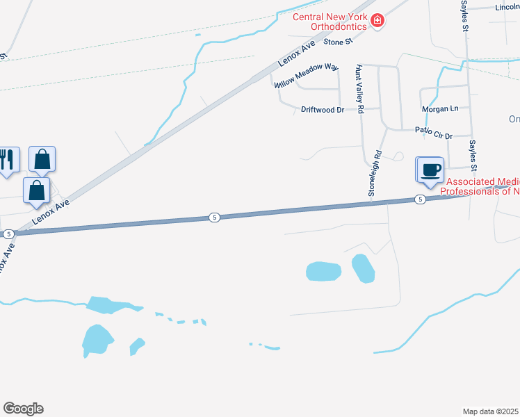 map of restaurants, bars, coffee shops, grocery stores, and more near 1194 Genesee Street in Oneida