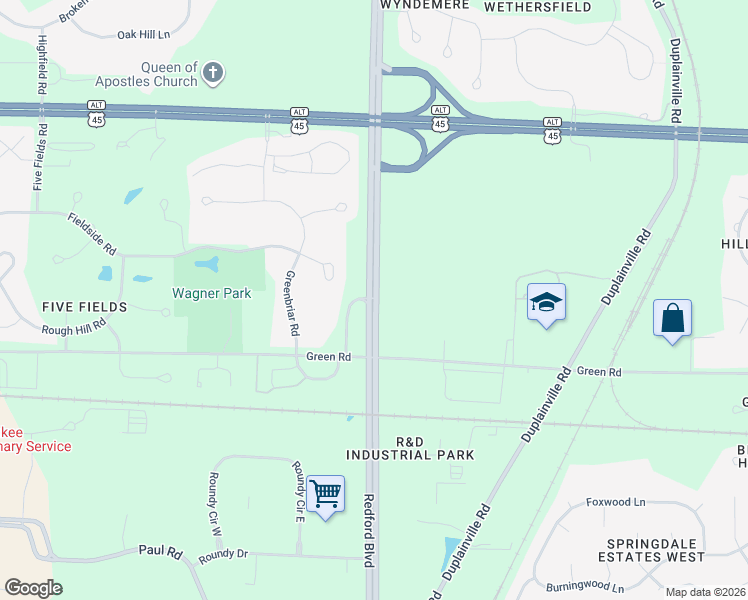 map of restaurants, bars, coffee shops, grocery stores, and more near 213 Green Road in Pewaukee