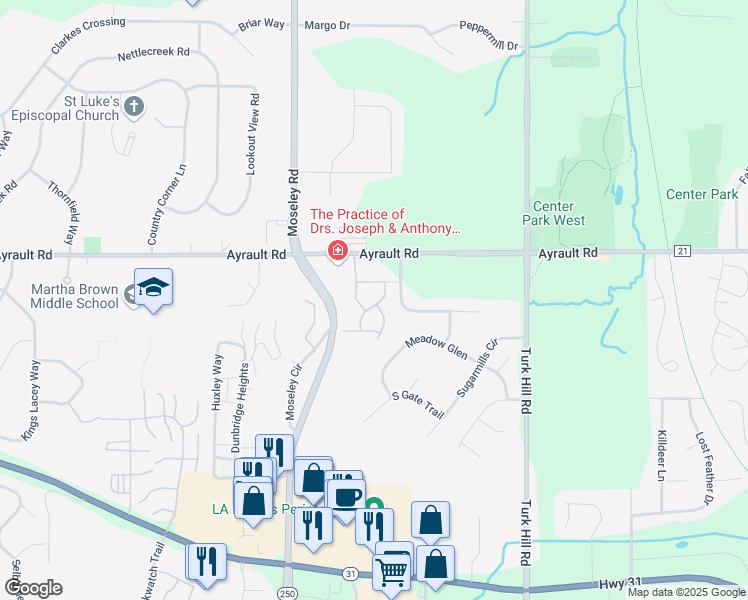 map of restaurants, bars, coffee shops, grocery stores, and more near 15 Vista View Drive in Fairport