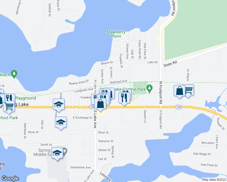 map of restaurants, bars, coffee shops, grocery stores, and more near 623 Parkview Avenue in Spring Lake