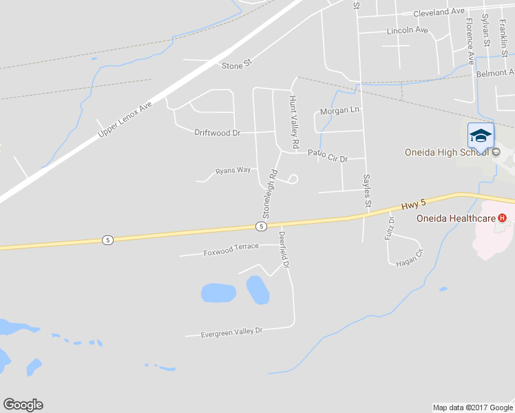 map of restaurants, bars, coffee shops, grocery stores, and more near 588 Stoneleigh Road in Oneida