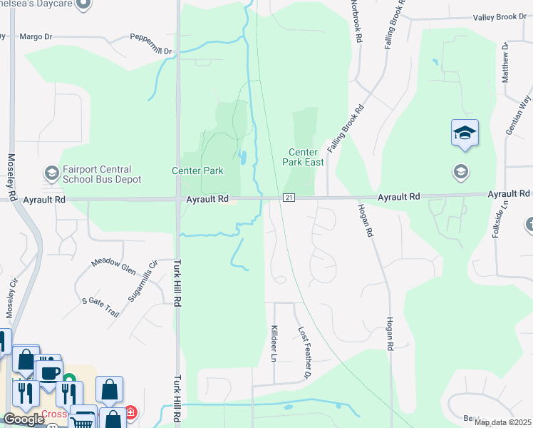 map of restaurants, bars, coffee shops, grocery stores, and more near 5 Havenwood Hollow in Fairport