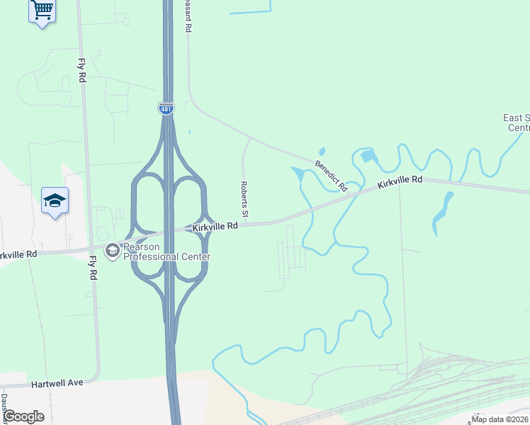 map of restaurants, bars, coffee shops, grocery stores, and more near 6859 Kirkville Road in East Syracuse