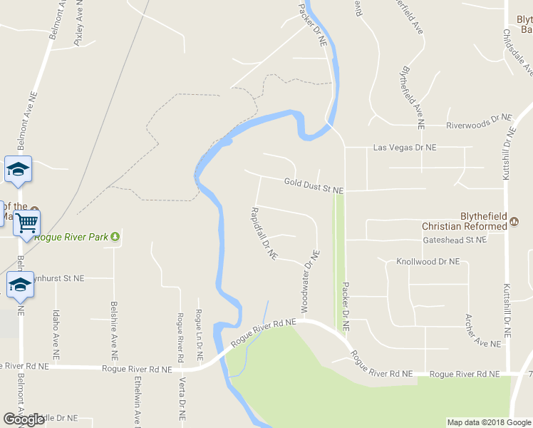 map of restaurants, bars, coffee shops, grocery stores, and more near 6391 Woodwater Drive Northeast in Plainfield charter Township