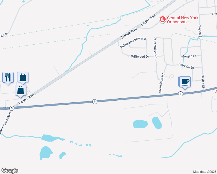 map of restaurants, bars, coffee shops, grocery stores, and more near 1224 Genesee Street in Oneida