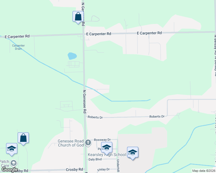 map of restaurants, bars, coffee shops, grocery stores, and more near 5095 Rose Lane in Flint