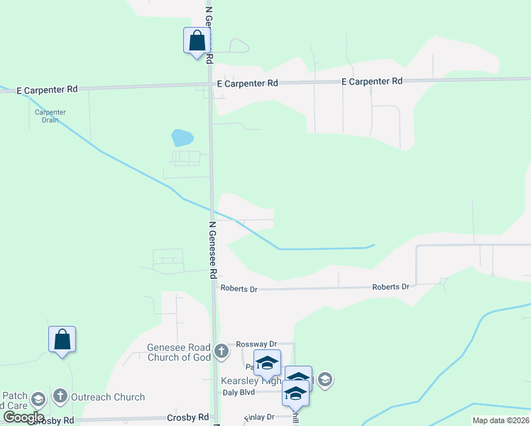 map of restaurants, bars, coffee shops, grocery stores, and more near 5095 Rose Lane in Flint