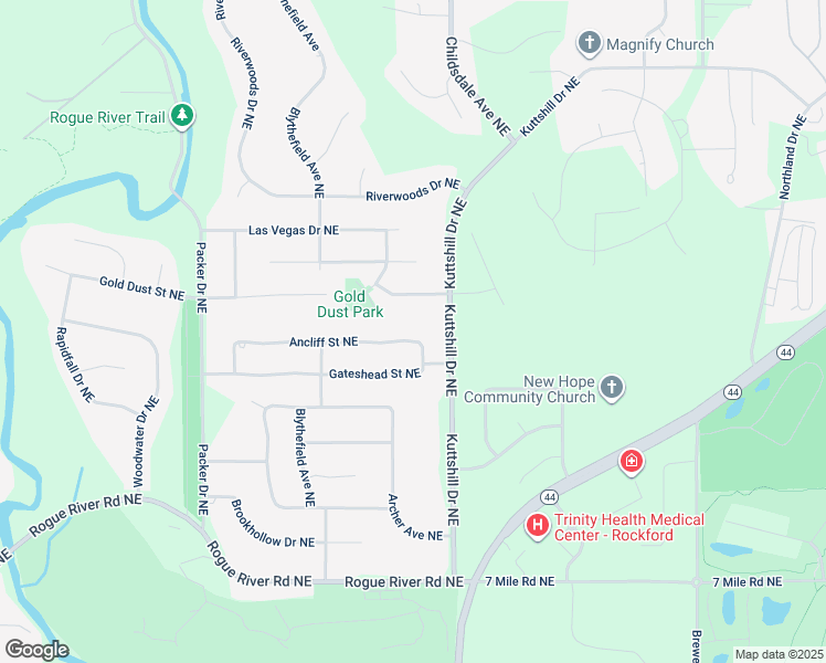map of restaurants, bars, coffee shops, grocery stores, and more near 3545 Ancliff Street Northeast in Rockford