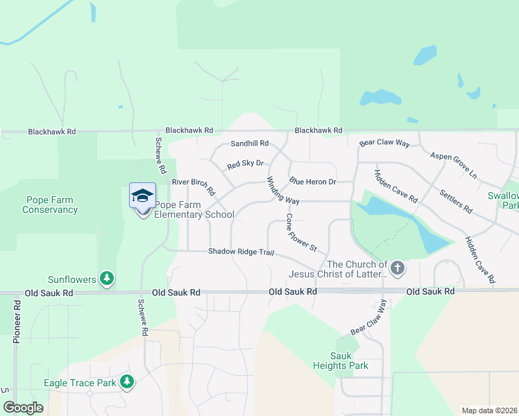 map of restaurants, bars, coffee shops, grocery stores, and more near 9705 Trappers Trail in Middleton