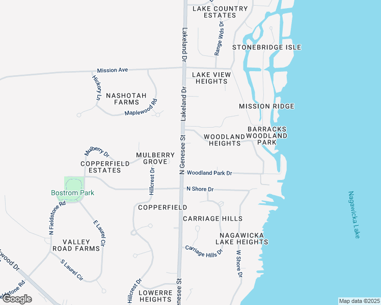 map of restaurants, bars, coffee shops, grocery stores, and more near 2532 North Genesee Street in Delafield